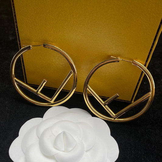 FLORENCE 18K Real Gold Plated "F" Hoops