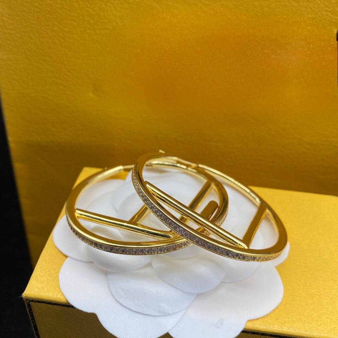 FLORENCE 18K Real Gold Plated "F" Hoops