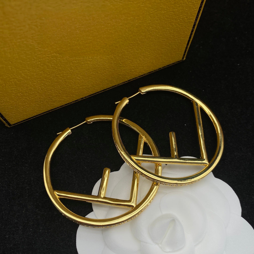 FLORENCE 18K Real Gold Plated "F" Hoops