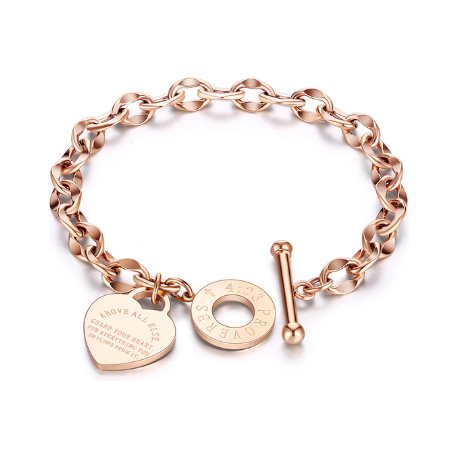 PROVERBS 4:23 Rose Gold Charm Bracelet