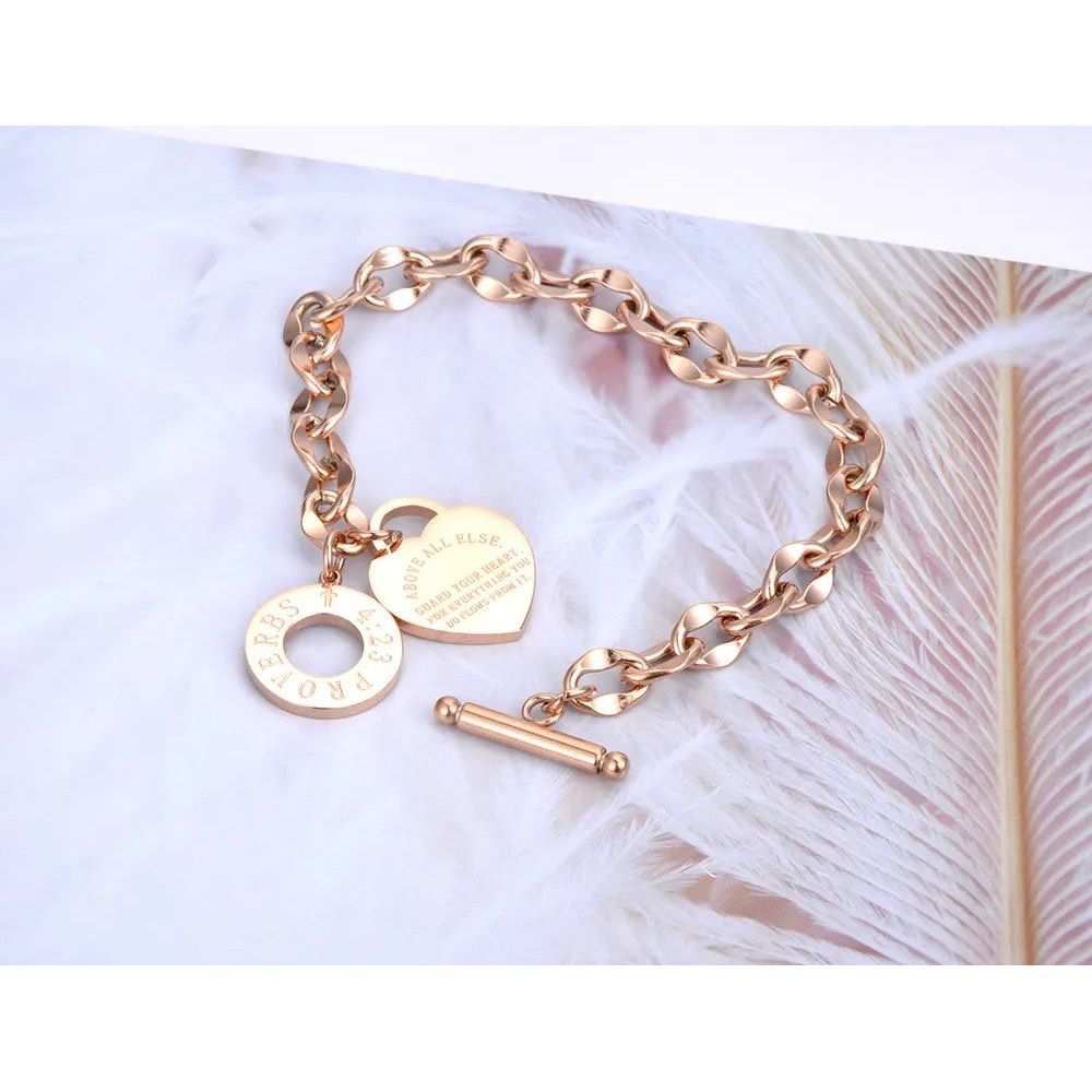 PROVERBS 4:23 Rose Gold Charm Bracelet